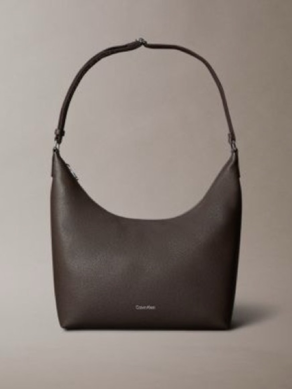 Calvin Klein Dark Brown Leather Hobo Shoulder Bag
